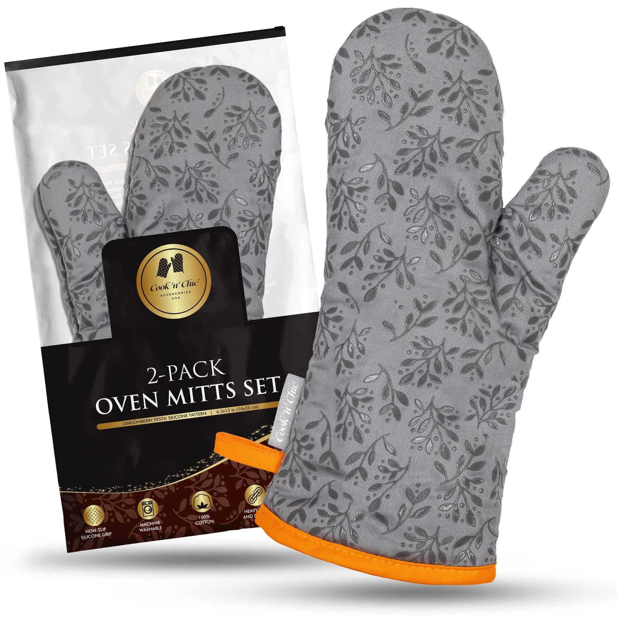 Heat Resistant Oven Mitts Pot Holders Halloween Style with Non-Slip Surface  Safe for Baking Cooking