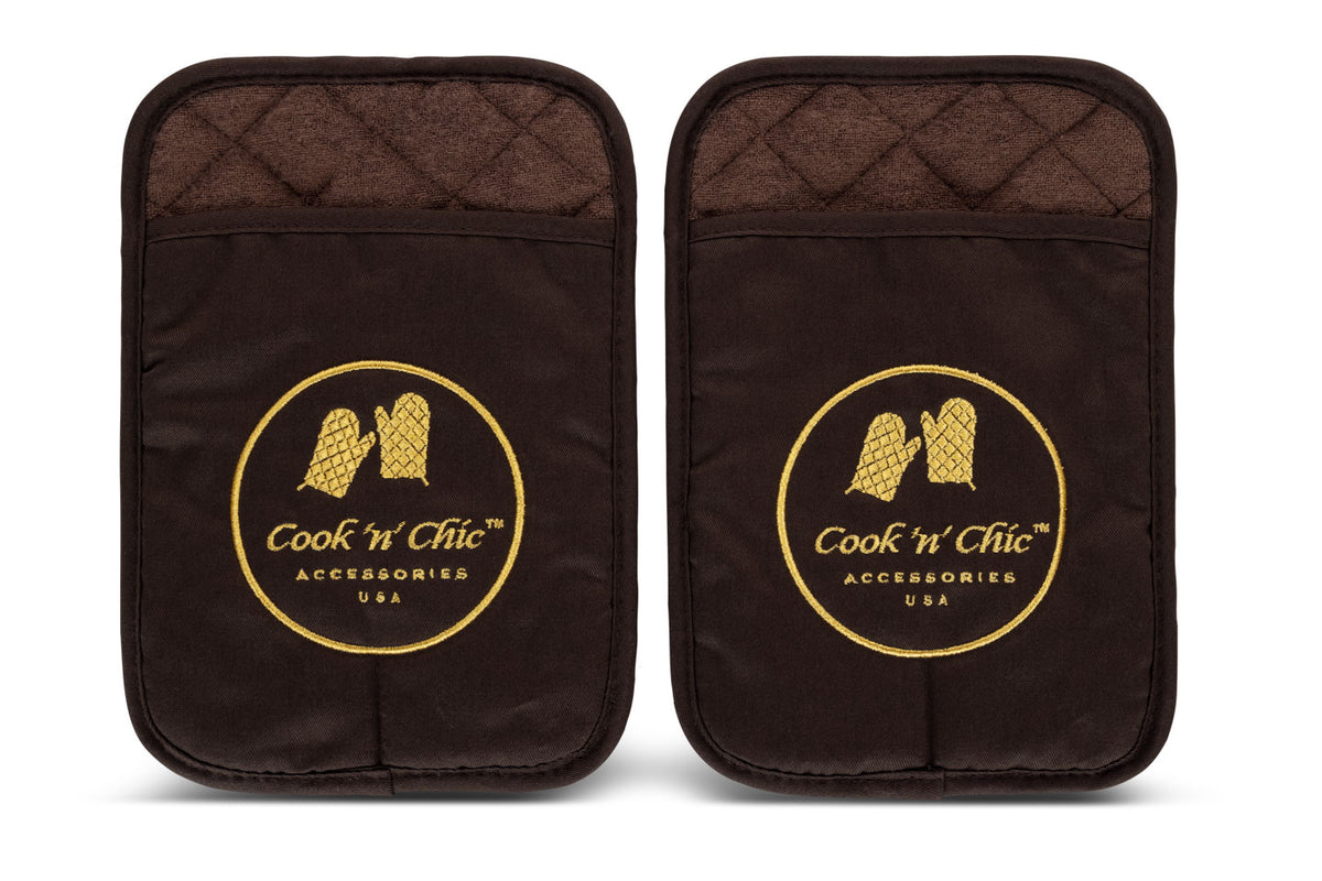 Pot Holders with Pockets - Heat Resistant Pot Holders with Silicone Non-Slip Grip | Cook'n'Chic