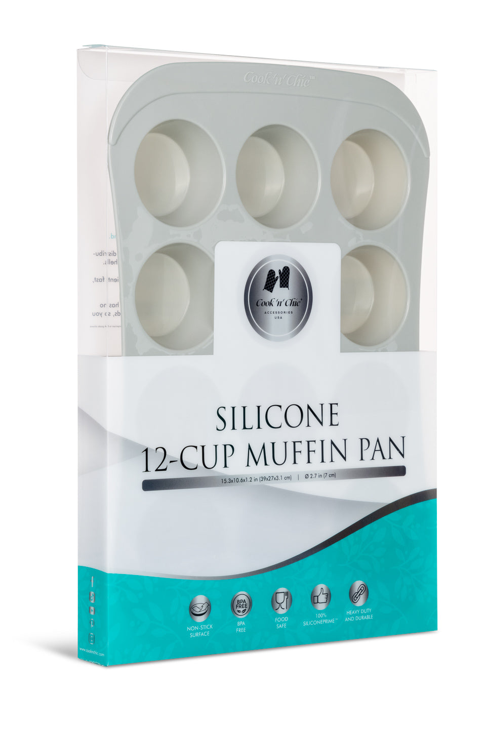 cook'n'chic® premium professional non-stick reusable quick release easy to clean eco friendly durable silicone cupcake muffin pan made of genuine siliconePRIME™