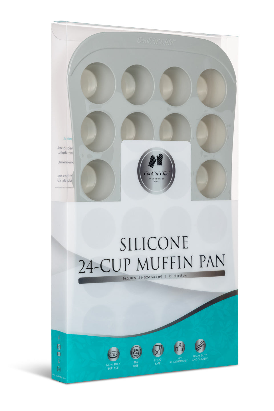 cook'n'chic® premium professional non-stick reusable quick release easy to clean eco friendly durable silicone cupcake muffin pan made of genuine siliconePRIME™