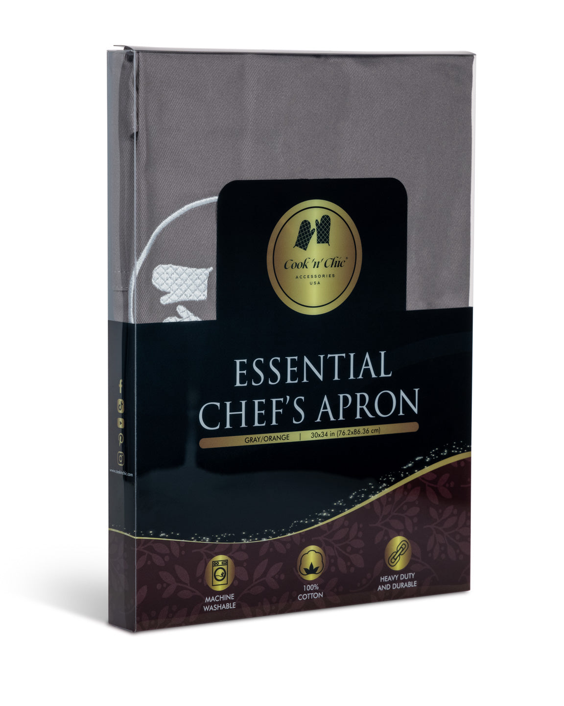 cook'n'chic® premium professional reusable durable washable easy to clean cotton essential chef bib cooking baking painting grilling apron apparel