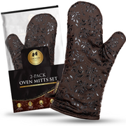 Oven Mitts Set of 2 (Choco/Gold)