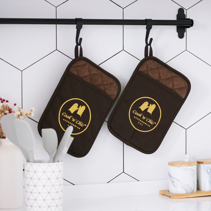 Buy Oven Mitts Set of 2 (Choco/Gold) at Cook'n'Chic