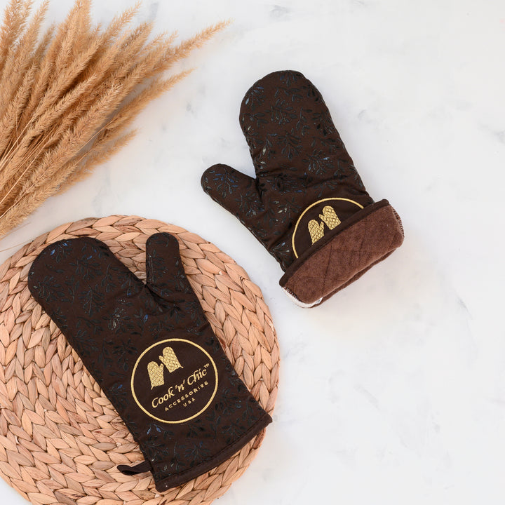 Buy Oven Mitts Set of 2 (Choco/Gold) at Cook'n'Chic