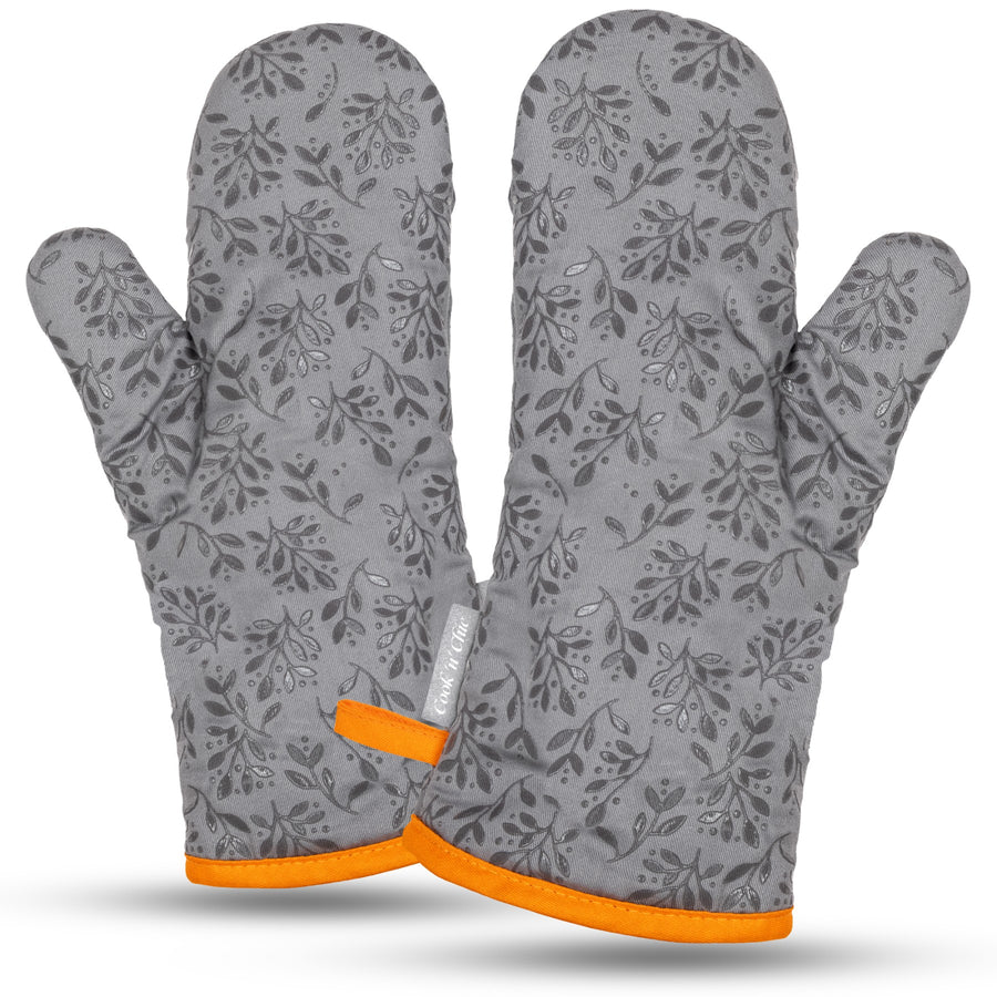 durable easy to clean cotton silicone oven mitts pair