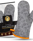 premium oven mitts set with soft flexible terry cloth lining for cooking baking and grilling