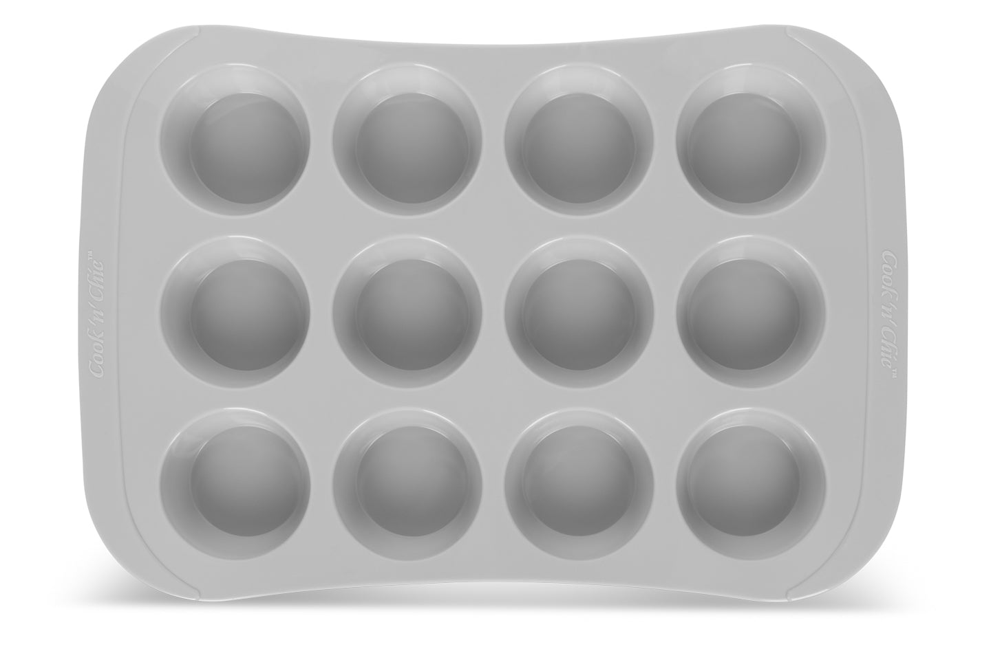 cook'n'chic® premium professional non-stick reusable quick release easy to clean eco friendly durable silicone cupcake muffin pan made of genuine siliconePRIME™