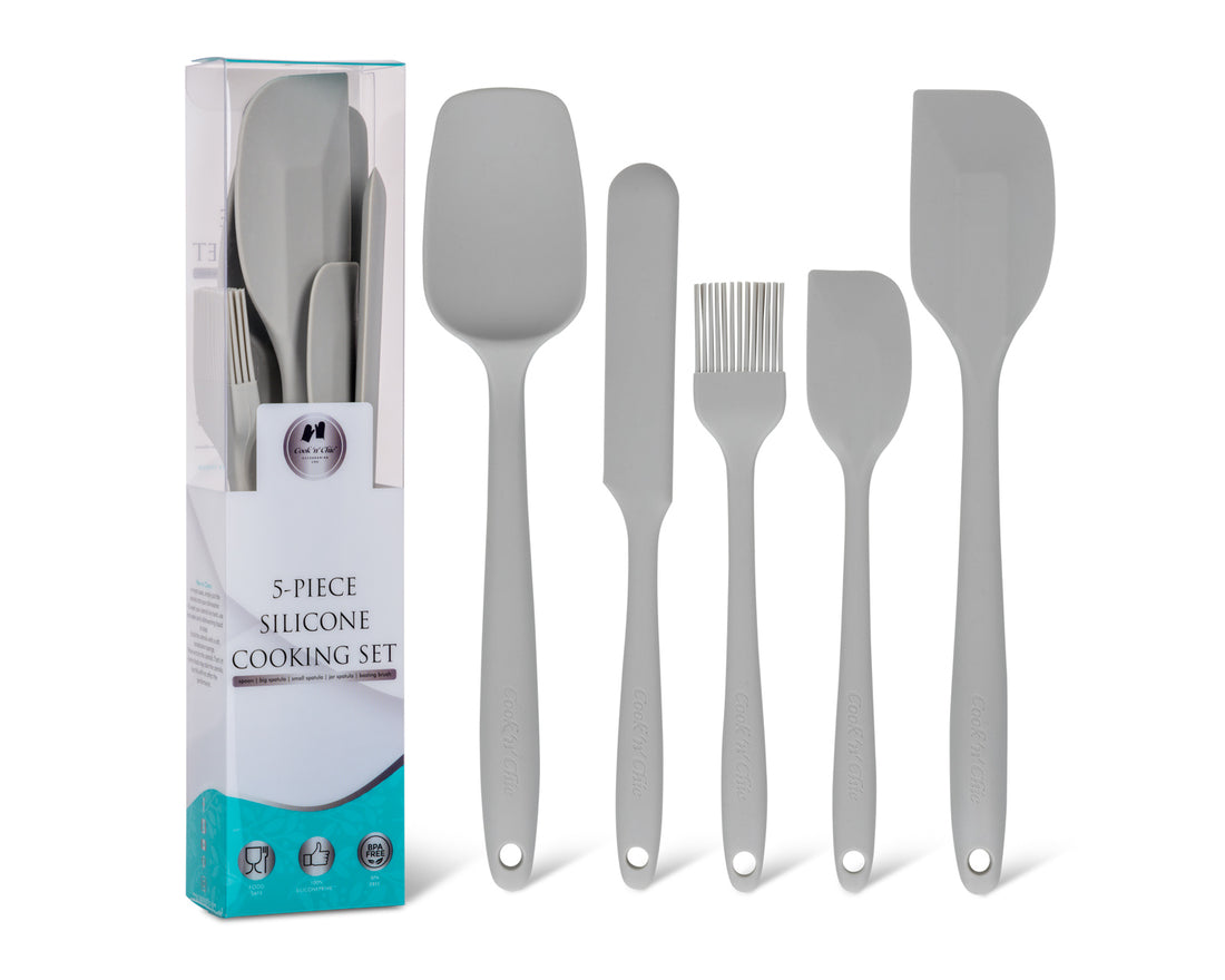 cook'n'chic® premium professional non-stick reusable quick release easy to clean eco friendly durable silicone cooking set utensils made of genuine siliconePRIME™ and strong steel metal inner core