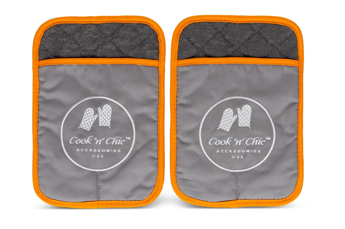 cook'n'chic® premium professional reusable durable washable easy to clean cotton silicone oven mitts mittens pot holders with soft flexible terry cloth cotton lining for cooking baking and grilling
