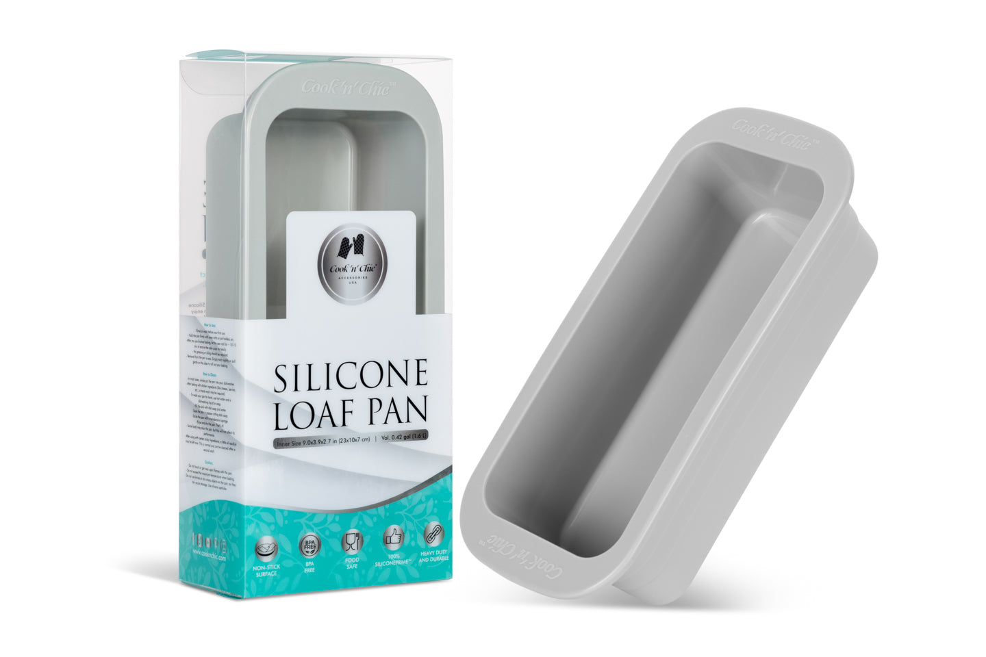 cook&#39;n&#39;chic® premium professional non-stick reusable quick release easy to clean durable silicone cake loaf pan made of genuine siliconePRIME™